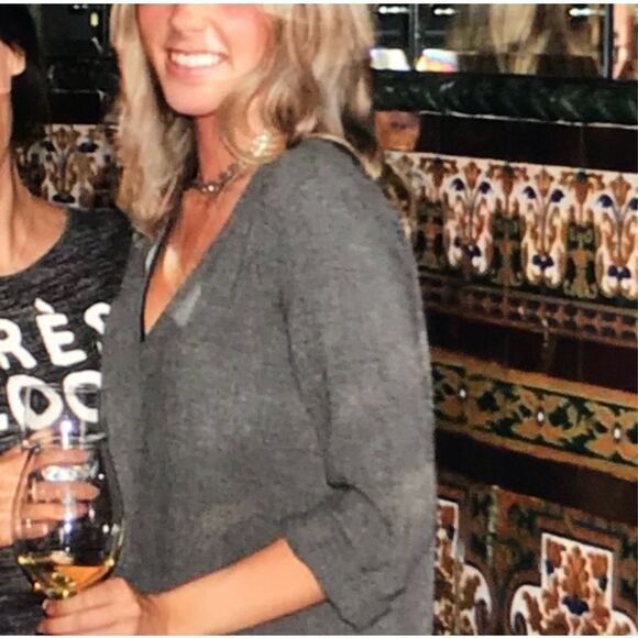 ✨Zara Trafaluc Grey 3/4 Sleeves V-Neck Maxi Wool Sz Medium Dress✨ - Picture 1 of 6